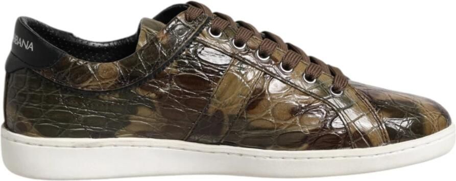 Dolce & Gabbana Bruine exotische leren lage sneakers