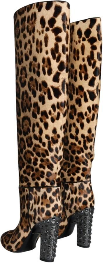 Dolce & Gabbana Luipaard Kniehoge Laarzen Beige Zwart