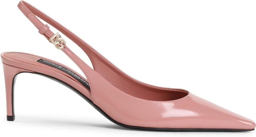 Dolce&Gabbana Hoge hakken Pink Leather Pointed Toe Slingback Heels in roze