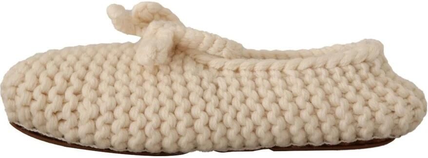 Dolce & Gabbana Witte instapper ballerina's wollen gebreide schoenen - Foto 3