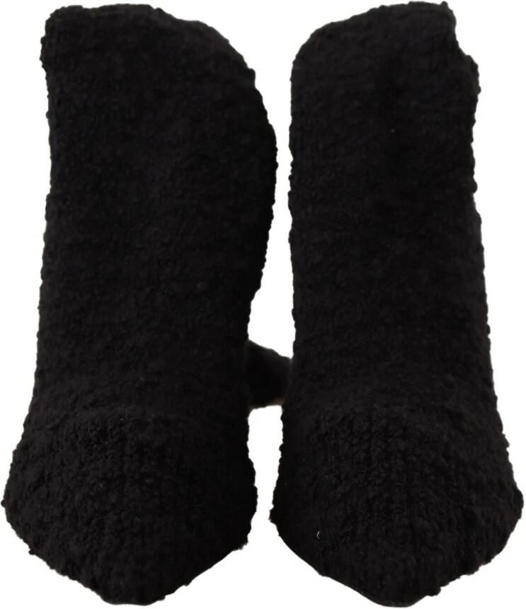 Dolce & Gabbana Black Stretch Socks Knee High Booties Shoes Zwart Dames - Foto 3
