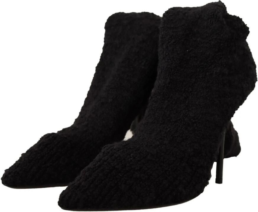 Dolce & Gabbana Black Stretch Socks Knee High Booties Shoes Zwart Dames - Foto 5