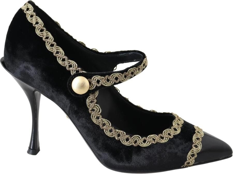 Dolce & Gabbana Zwarte Velvet Mary Jane Pumps