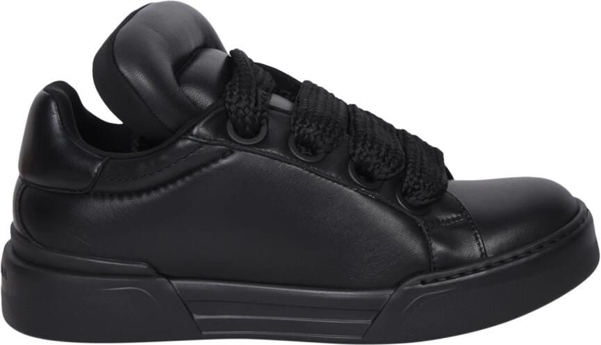 Dolce & Gabbana Portofino Sneakers Leer Zwart Black Heren - Foto 3