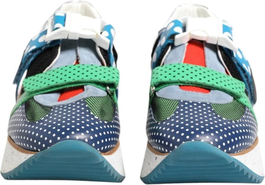 Dolce & Gabbana Mesh en Suède Leer Polka Dot Platform Sneakers
