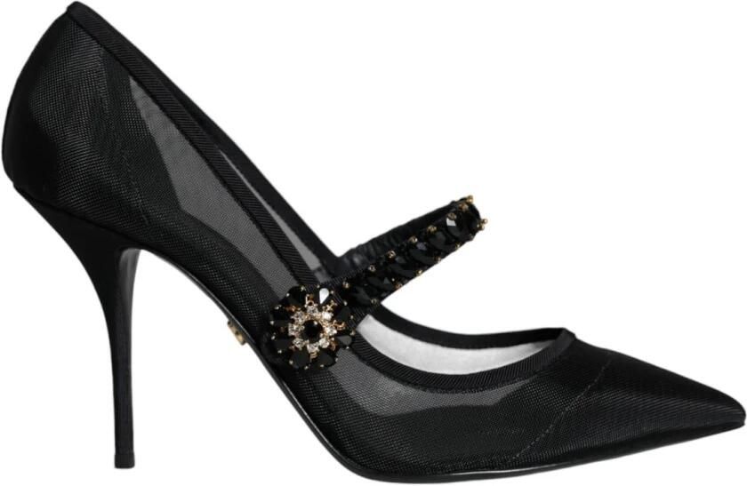 Dolce & Gabbana Kristal Mesh Mary Jane Pumps Black Dames