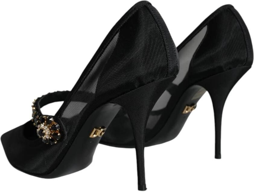 Dolce & Gabbana Kristal Mesh Mary Jane Pumps Black Dames