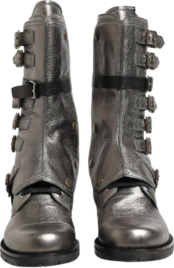 Dolce & Gabbana Metallic Leather Buckle Combat Laarzen - Foto 3