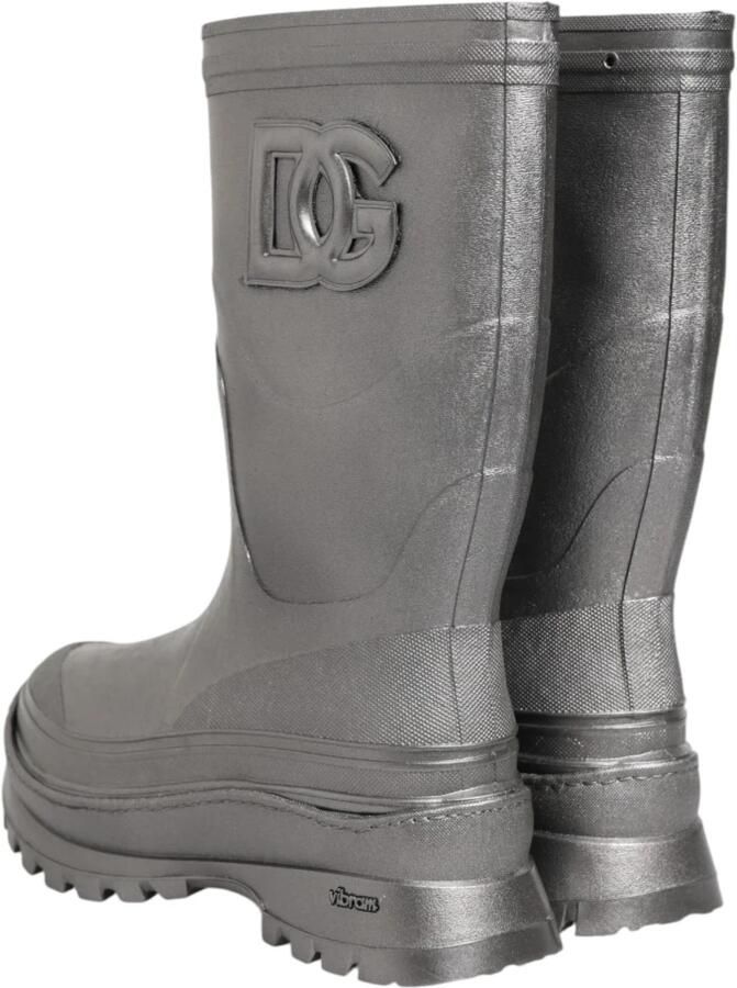Dolce & Gabbana Metallic Silver Pull On Rain Boots