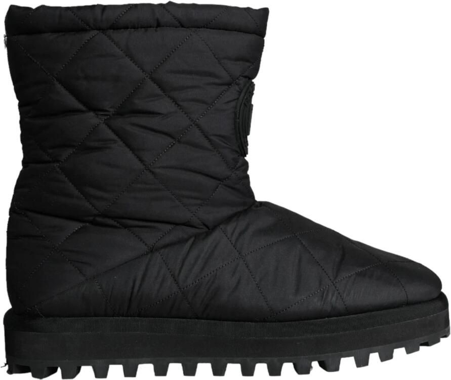 Dolce & Gabbana Zwarte Nylon Gevoerde Mid Calf Laarzen