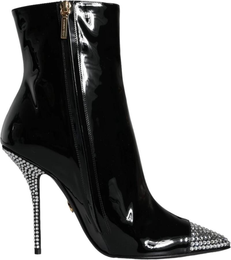 Dolce & Gabbana Zwarte Lak Kristal Hak Laarzen Schoenen Black Dames - Foto 2