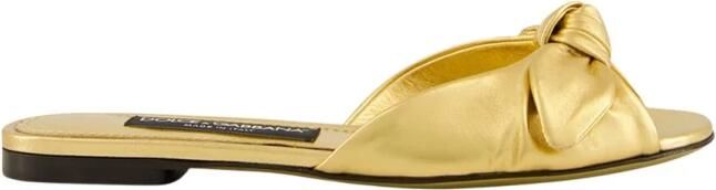 Dolce & Gabbana Mordoré Nappa Leren Platte Slippers