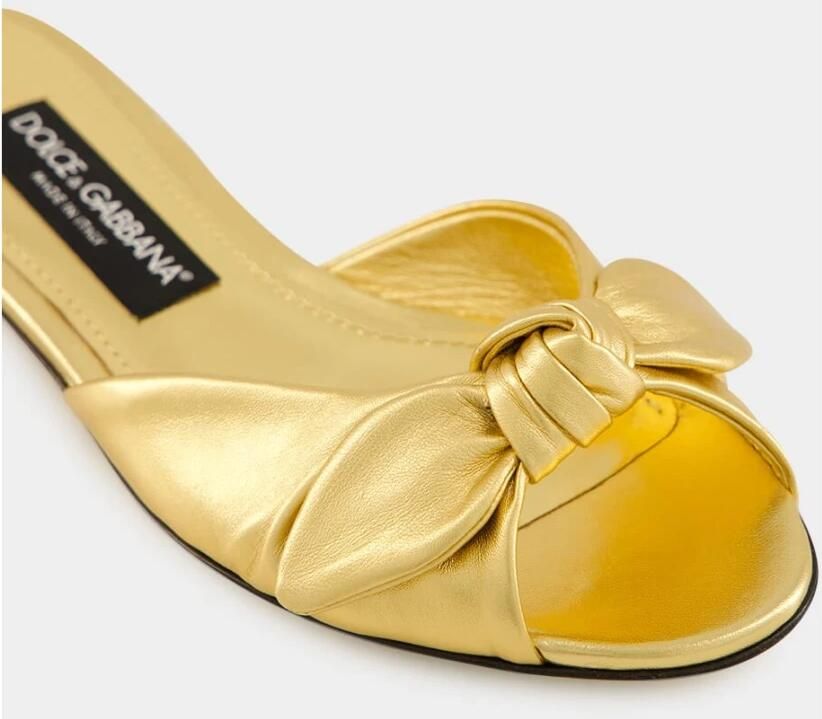 Dolce & Gabbana Mordoré Nappa Leren Platte Slippers - Foto 2