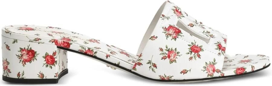 Dolce & Gabbana Mules van bedrukt kalfsleer met kleine rozenprint