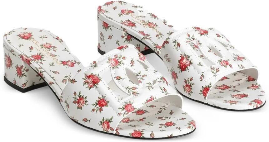 Dolce & Gabbana Mules van bedrukt kalfsleer met kleine rozenprint - Foto 4