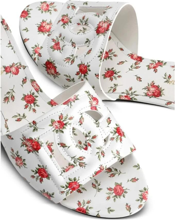 Dolce & Gabbana Mules van bedrukt kalfsleer met kleine rozenprint - Foto 2
