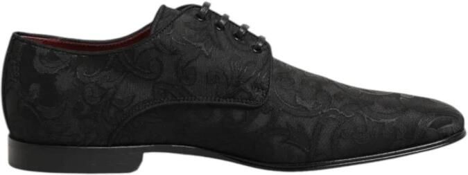 Dolce & Gabbana Zwarte Caiman Leren Heren Derby Schoenen Black
