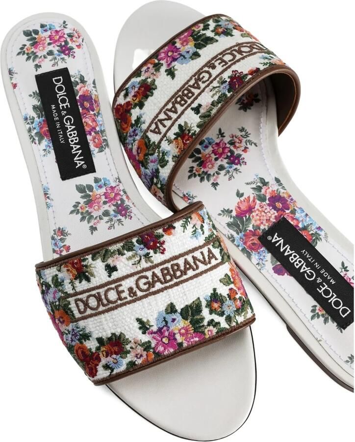 Dolce & Gabbana Nappa Leren Platte Slippers met Borduurwerk - Foto 2