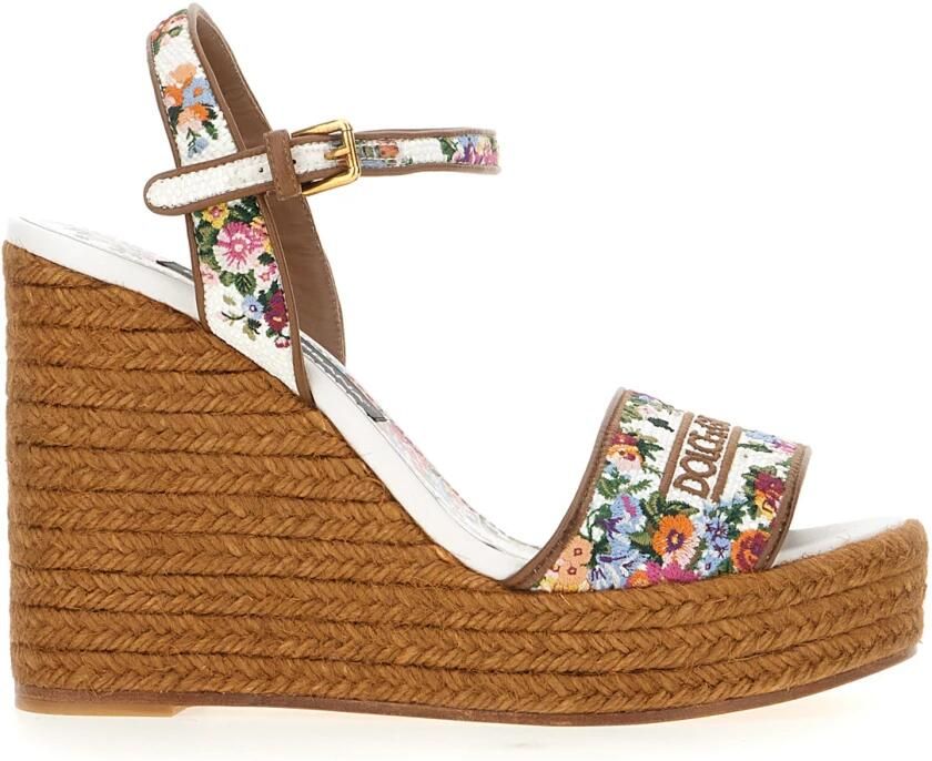 Dolce & Gabbana Nappa Leren Sleehak Sandalen met Borduursel
