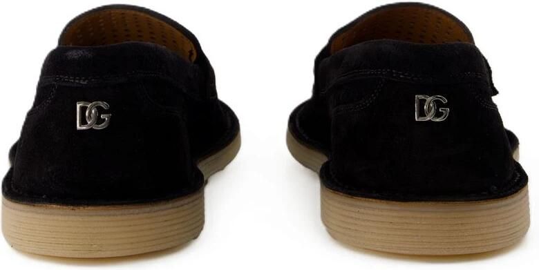 Dolce & Gabbana Geperforeerde leren loafers Zwart Ronde neus - Foto 2