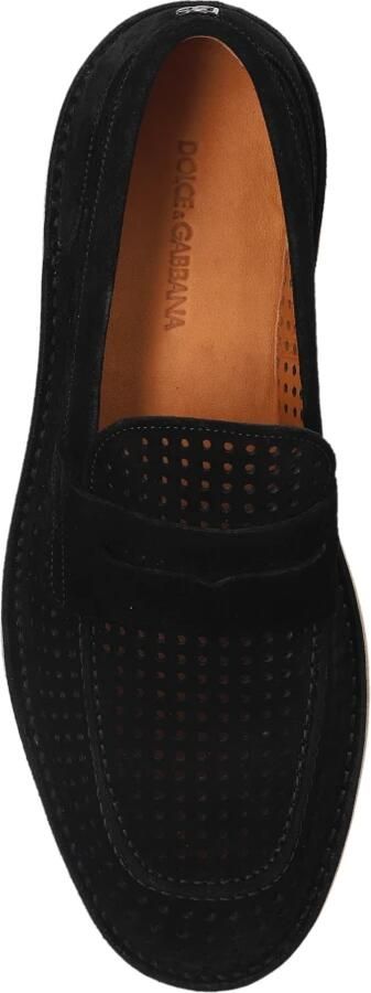 Dolce & Gabbana Geperforeerde leren loafers Zwart Ronde neus - Foto 3