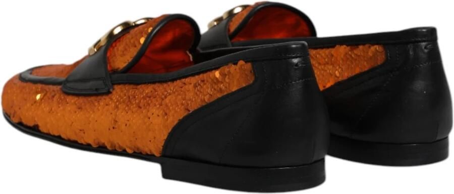 Dolce & Gabbana Oranje Sequin Versierde Heren Loafers