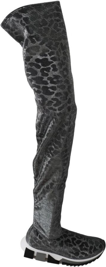 Dolce & Gabbana Grijze Luipaard Hoge Top Sneakers Booties Schoenen