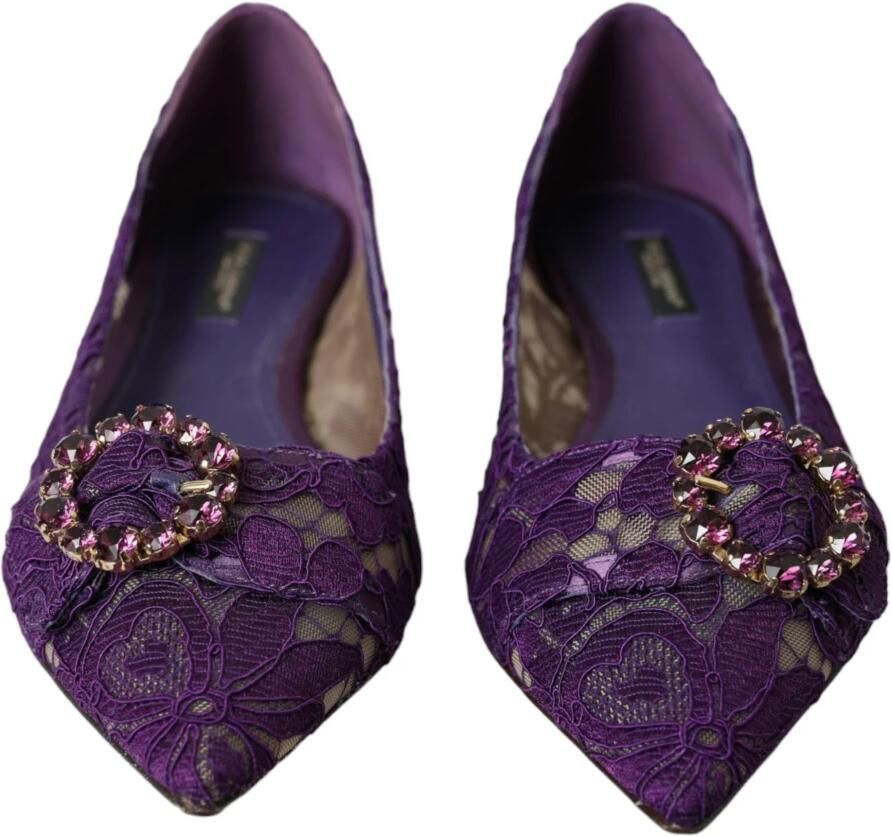 Dolce & Gabbana Paarse Kant Kristal Loafers Schoenen - Foto 2