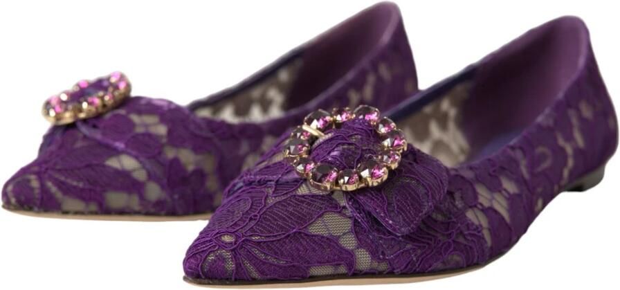 Dolce & Gabbana Paarse Kant Kristal Loafers Schoenen - Foto 6
