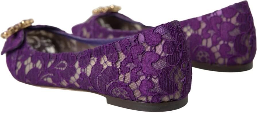 Dolce & Gabbana Paarse Kant Kristal Loafers Schoenen - Foto 8