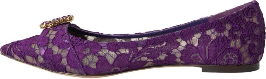 Dolce & Gabbana Paarse Kant Kristal Loafers Schoenen - Foto 12