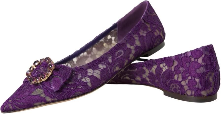 Dolce & Gabbana Paarse Kant Kristal Loafers Schoenen - Foto 5