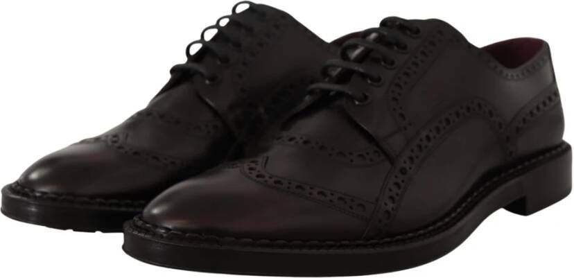 Dolce & Gabbana Leren Derbies Vetersluiting Geperforeerd Detail Black Heren - Foto 5