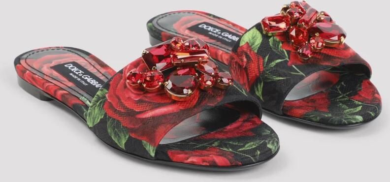 Dolce & Gabbana Platte sandalen met rozenprint brokaat - Foto 3