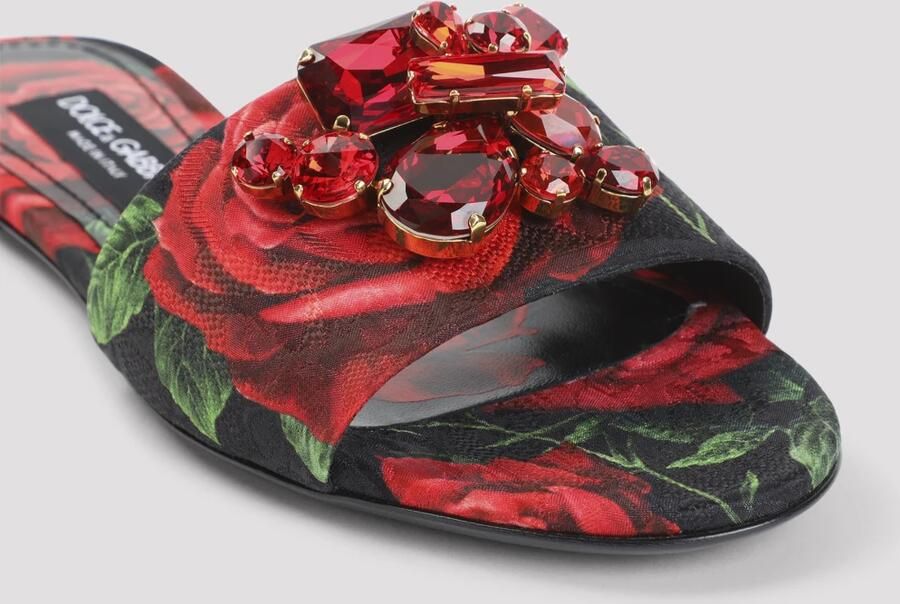 Dolce & Gabbana Platte sandalen met rozenprint brokaat - Foto 2
