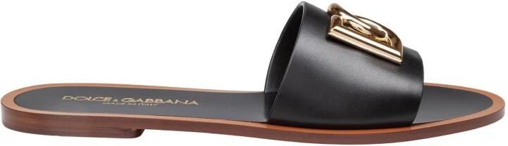 Dolce & Gabbana Platte Slippers van Kalfsleer