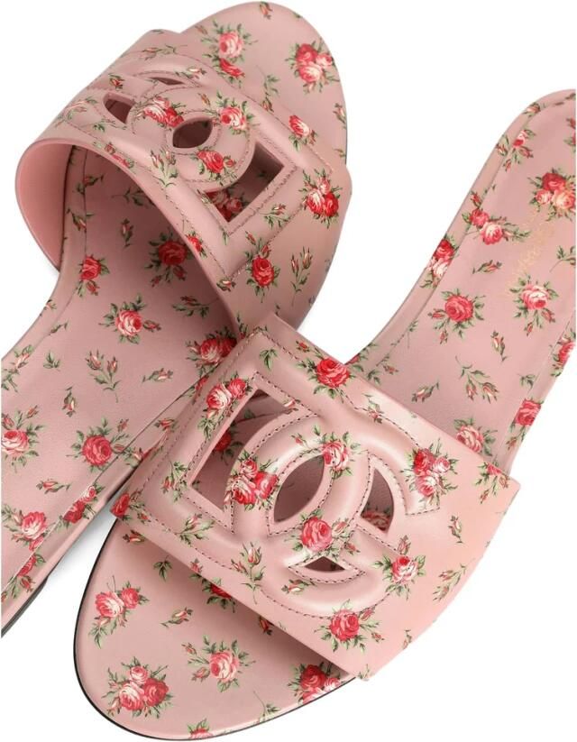 Dolce & Gabbana Platte Slippers van Kalfsleer met Rozenprint - Foto 2
