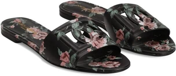 Dolce & Gabbana Platte Slippers van Kalfsleer met Rozenprint - Foto 4
