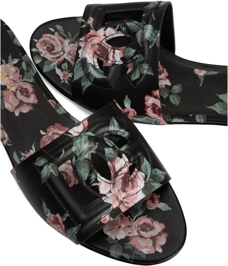 Dolce & Gabbana Platte Slippers van Kalfsleer met Rozenprint - Foto 2
