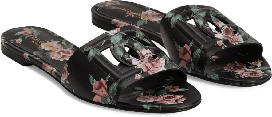 Dolce & Gabbana Platte Slippers van Kalfsleer met Rozenprint - Foto 4