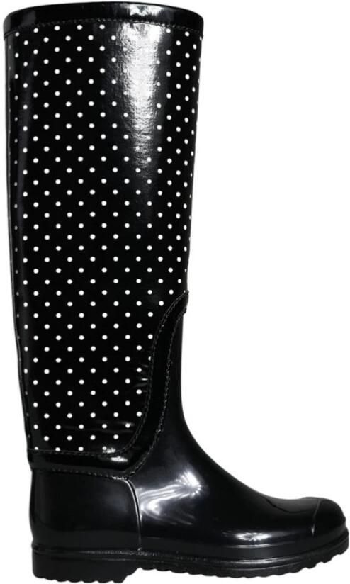 Dolce & Gabbana Zwarte Polka Dot Regenlaarzen