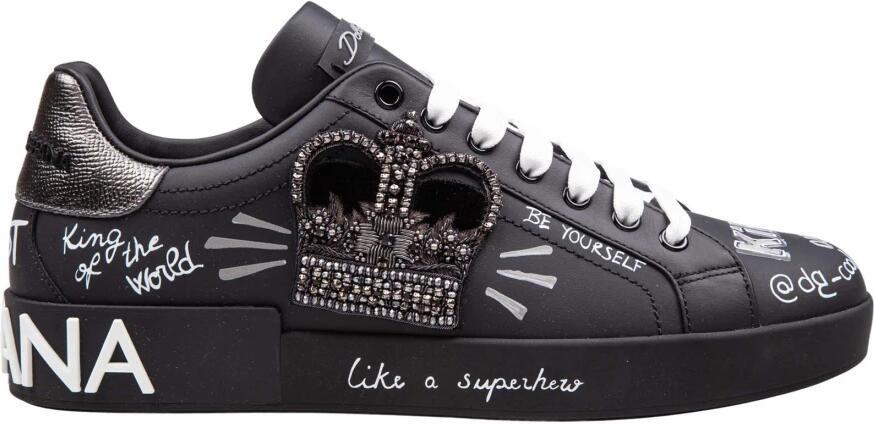 Dolce & Gabbana Portofino sneakers in printed nappa calfskin with patch Wit Heren - Foto 3