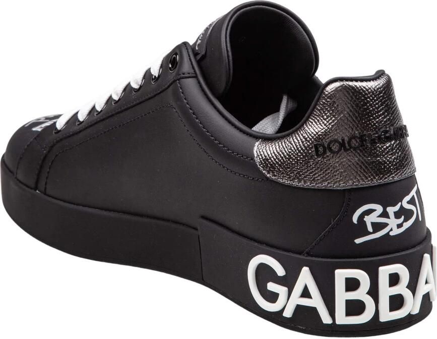 Dolce & Gabbana Portofino sneakers in printed nappa calfskin with patch Wit Heren