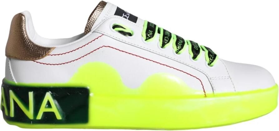 Dolce & Gabbana Wit Goud Groene Leren Sneakers White Dames - Foto 2