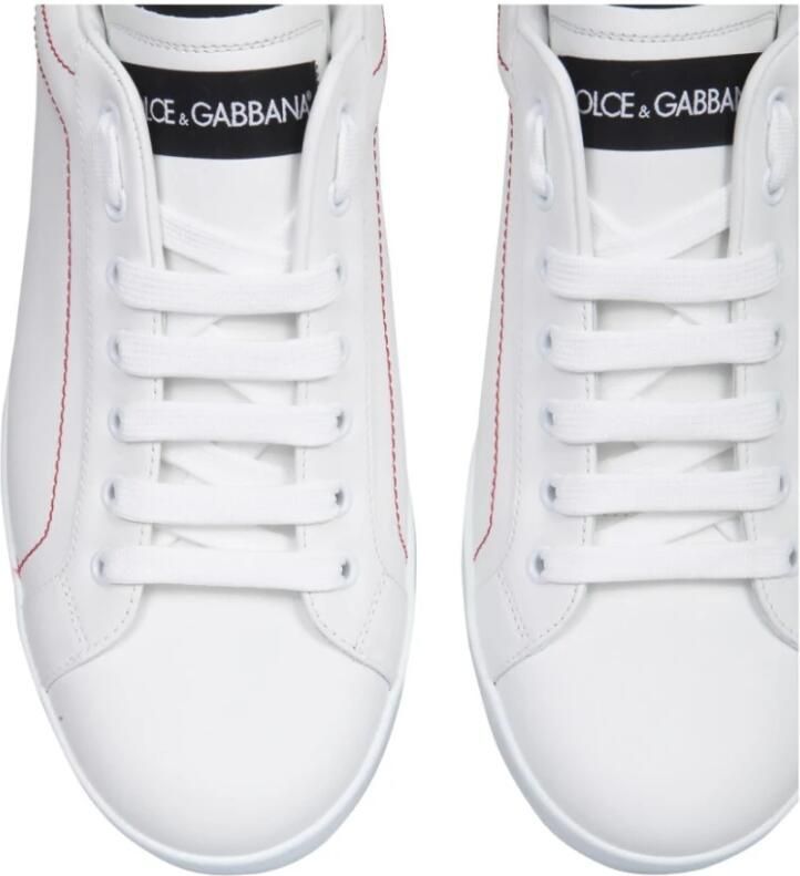 Dolce & Gabbana Leren lage sneakers met contrasterende inzetstukken White Heren