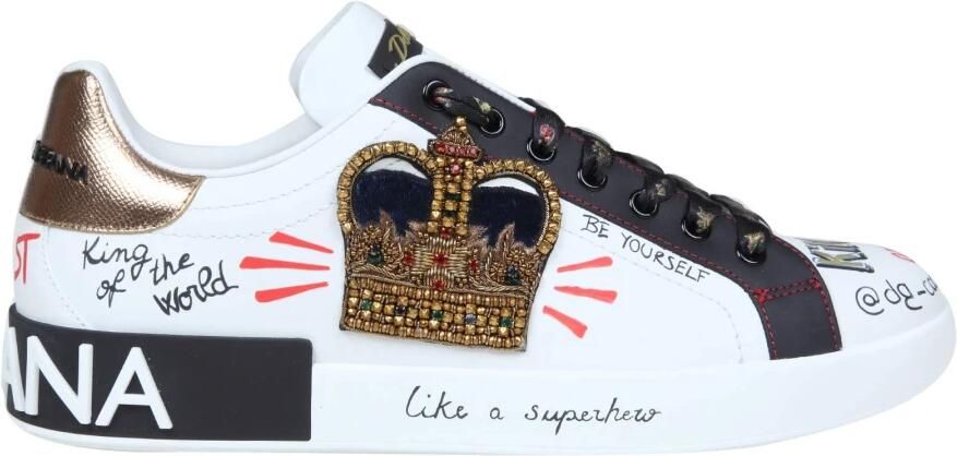 Dolce & Gabbana Portofino sneakers in printed nappa calfskin with patch Wit Heren - Foto 4