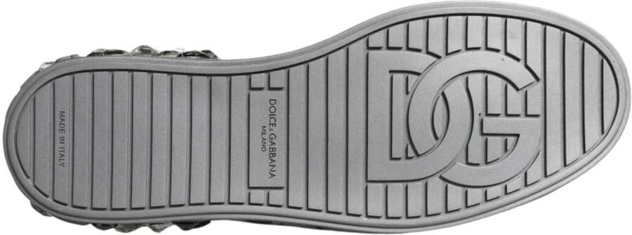 Dolce & Gabbana White Silver Crystal Portofino Sneakers - Foto 2
