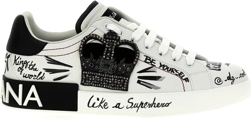 Dolce & Gabbana Portofino Leren Sneakers met Borduurwerk Multicolor Heren