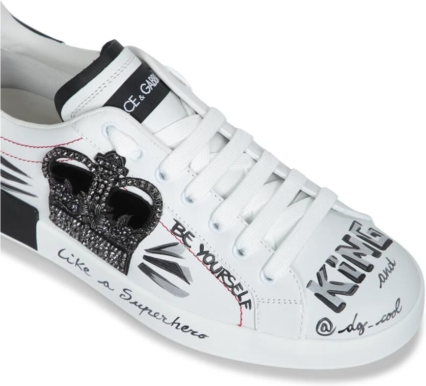 Dolce & Gabbana Portofino Leren Sneakers met Borduurwerk Multicolor Heren