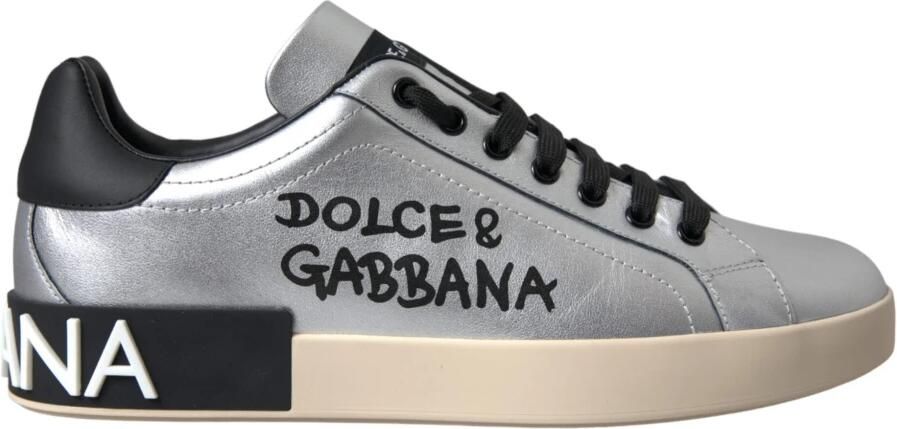 Dolce & Gabbana Zilveren Leren Sneakers - Foto 7